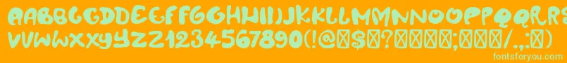 DkAmoebica-fontti – vihreät fontit oranssilla taustalla