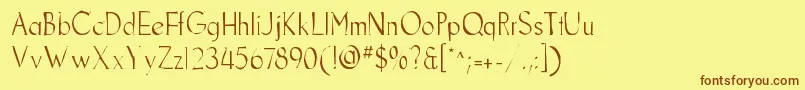 フォントGoodfishgaunt – 茶色の文字が黄色の背景にあります。