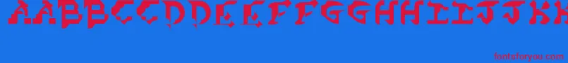 Czcionka CubistDreamPd – czerwone czcionki na niebieskim tle