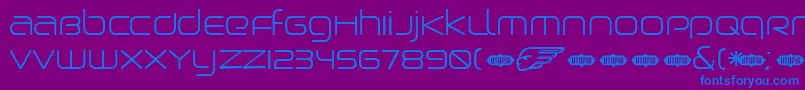 BirdmanLight-Schriftart – Blaue Schriften auf violettem Hintergrund