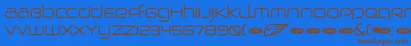 フォントBirdmanLight – 茶色の文字が青い背景にあります。