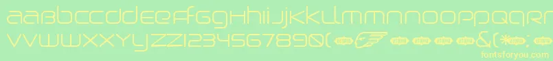 フォントBirdmanLight – 黄色の文字が緑の背景にあります