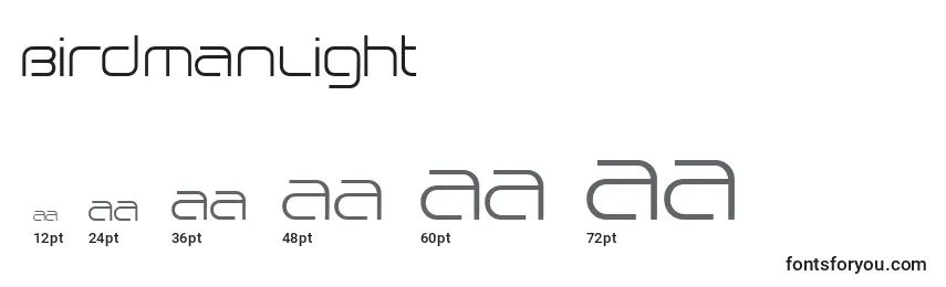 BirdmanLight Font Sizes