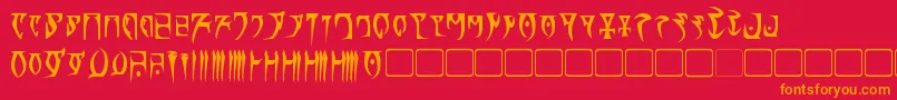 フォントDaedraBold – 赤い背景にオレンジの文字