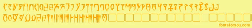 Fonte DaedraBold – fontes laranjas em um fundo amarelo