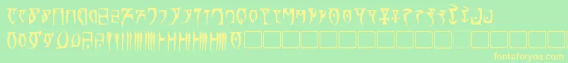フォントDaedraBold – 黄色の文字が緑の背景にあります