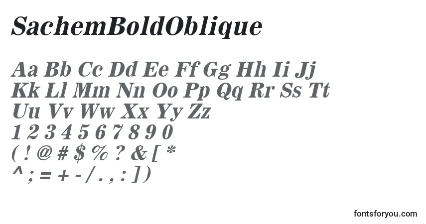 Czcionka SachemBoldOblique – alfabet, cyfry, specjalne znaki
