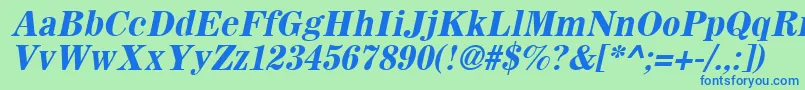 SachemBoldOblique-Schriftart – Blaue Schriften auf grünem Hintergrund
