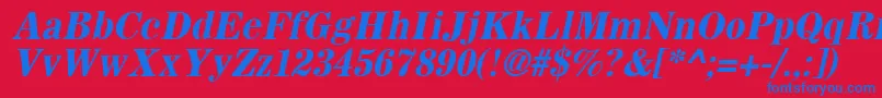 SachemBoldOblique-Schriftart – Blaue Schriften auf rotem Hintergrund