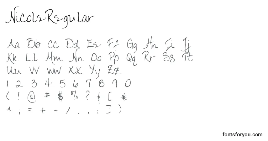 A fonte NicoleRegular – alfabeto, números, caracteres especiais