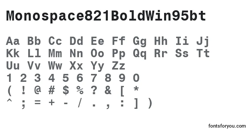 A fonte Monospace821BoldWin95bt – alfabeto, números, caracteres especiais