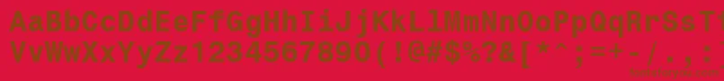 Więcej informacji o czcionce Monospace821BoldWin95bt Czcionka Monospace821BoldWin95bt – brązowe czcionki na czerwonym tle