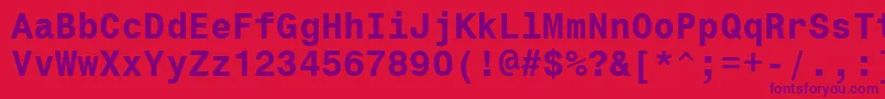 Monospace821BoldWin95bt-Schriftart – Violette Schriften auf rotem Hintergrund