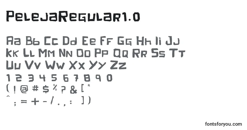 A fonte PelejaRegular1.0 – alfabeto, números, caracteres especiais