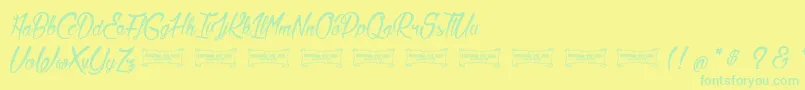 フォントLaCitadelleDesPapillons – 黄色い背景に緑の文字