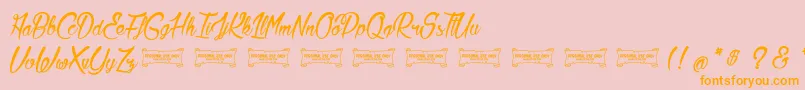 LaCitadelleDesPapillons-Schriftart – Orangefarbene Schriften auf rosa Hintergrund