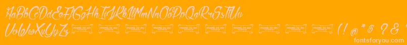 LaCitadelleDesPapillons-Schriftart – Rosa Schriften auf orangefarbenem Hintergrund