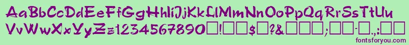 Czcionka RupertaRegular – fioletowe czcionki na zielonym tle
