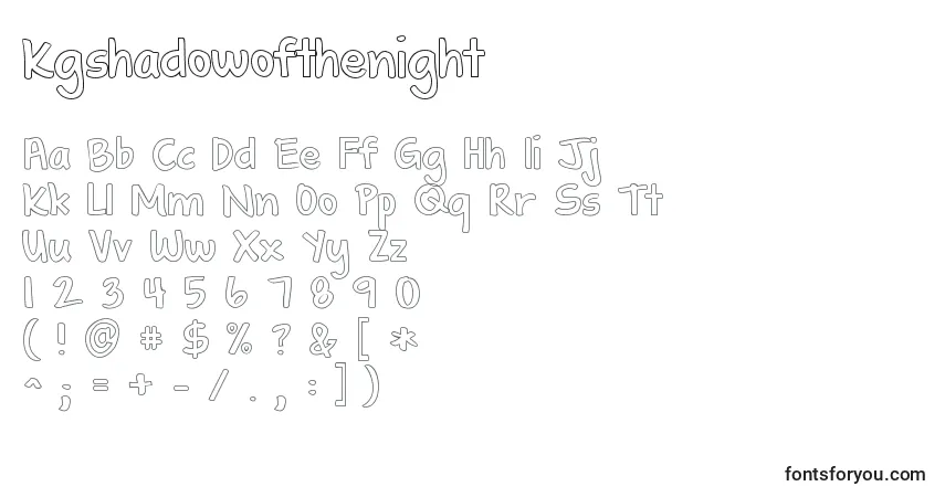 Шрифт Kgshadowofthenight – алфавит, цифры, специальные символы