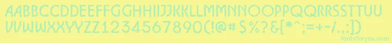 フォントALancetbrk – 黄色い背景に緑の文字