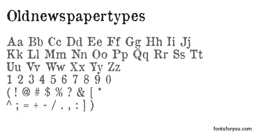 Schriftart Oldnewspapertypes – Alphabet, Zahlen, spezielle Symbole