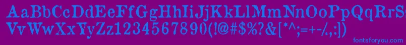 Oldnewspapertypes-Schriftart – Blaue Schriften auf violettem Hintergrund