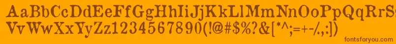 Oldnewspapertypes-Schriftart – Braune Schriften auf orangefarbenem Hintergrund