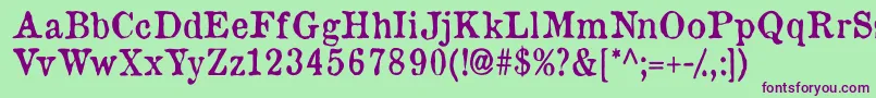 Oldnewspapertypes Font – Purple Fonts on Green Background