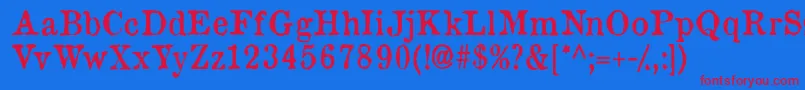 Oldnewspapertypes Font – Red Fonts on Blue Background