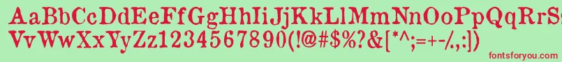 Oldnewspapertypes Font – Red Fonts on Green Background