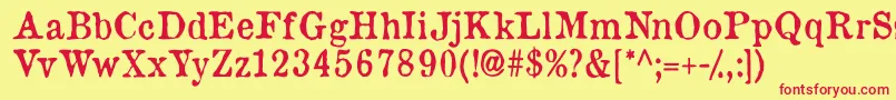 フォントOldnewspapertypes – 赤い文字の黄色い背景