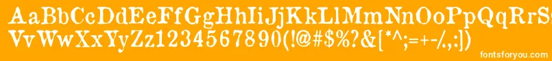 Oldnewspapertypes-Schriftart – Weiße Schriften auf orangefarbenem Hintergrund