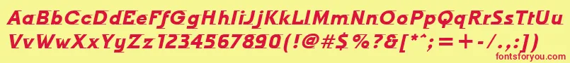 OdysseeItcBoldItalic Font – Red Fonts on Yellow Background