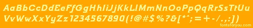 Czcionka OdysseeItcBoldItalic – żółte czcionki na pomarańczowym tle
