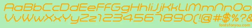 フォントZeltaSixDemoLightItalic – オレンジの文字が緑の背景にあります。
