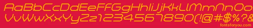 ZeltaSixDemoLightItalic-Schriftart – Orangefarbene Schriften auf rotem Hintergrund