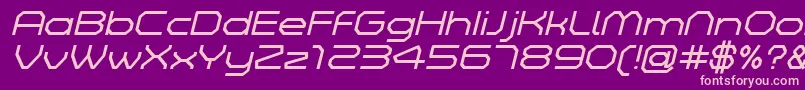 Fonte ZeltaSixDemoLightItalic – fontes rosa em um fundo violeta