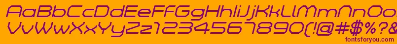 Fonte ZeltaSixDemoLightItalic – fontes roxas em um fundo laranja