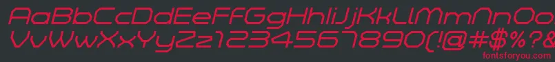 フォントZeltaSixDemoLightItalic – 黒い背景に赤い文字