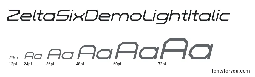 ZeltaSixDemoLightItalic Font Sizes