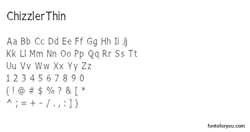 ChizzlerThin-fontti – aakkoset, numerot, erikoismerkit