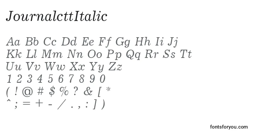 Czcionka JournalcttItalic – alfabet, cyfry, specjalne znaki
