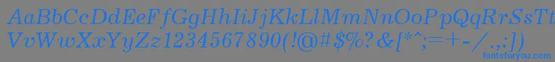 フォントJournalcttItalic – 灰色の背景に青い文字
