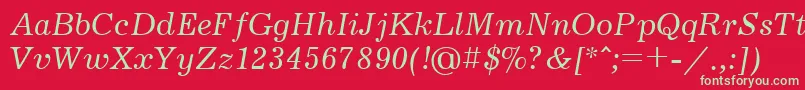 フォントJournalcttItalic – 赤い背景に緑の文字