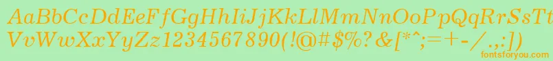 JournalcttItalic Font – Orange Fonts on Green Background