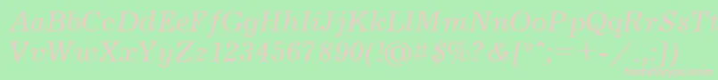 JournalcttItalic Font – Pink Fonts on Green Background