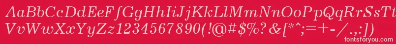 JournalcttItalic Font – Pink Fonts on Red Background