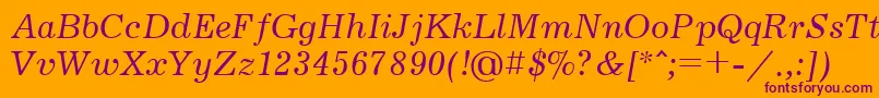 フォントJournalcttItalic – オレンジの背景に紫のフォント