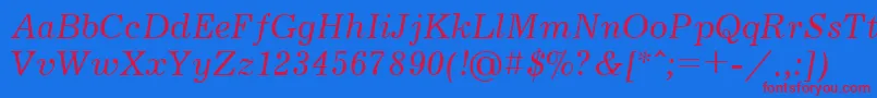 JournalcttItalic Font – Red Fonts on Blue Background