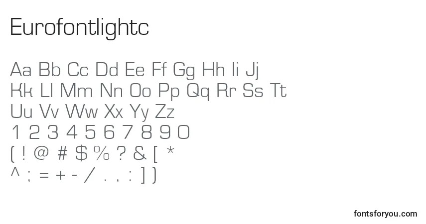 Fuente Eurofontlightc - alfabeto, números, caracteres especiales
